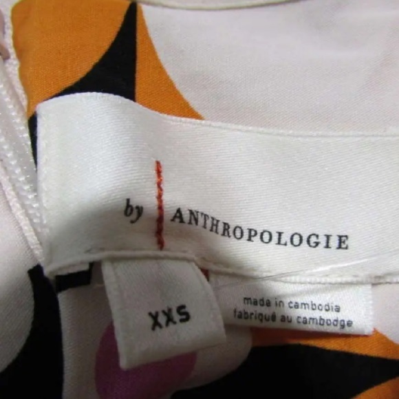 Anthropologie White/Orange/Purple/Black Neutr Mot Strapless Ruched Dress XXS NWT - Picture 3 of 11